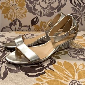 J. Crew Metallic Low Wedges